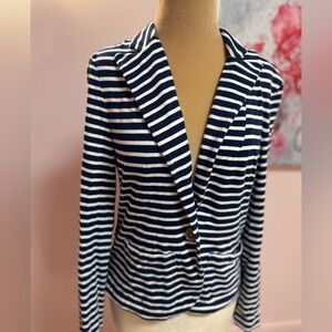 Lauren Ralph Lauren Striped Blazer in Navy and White Cotton